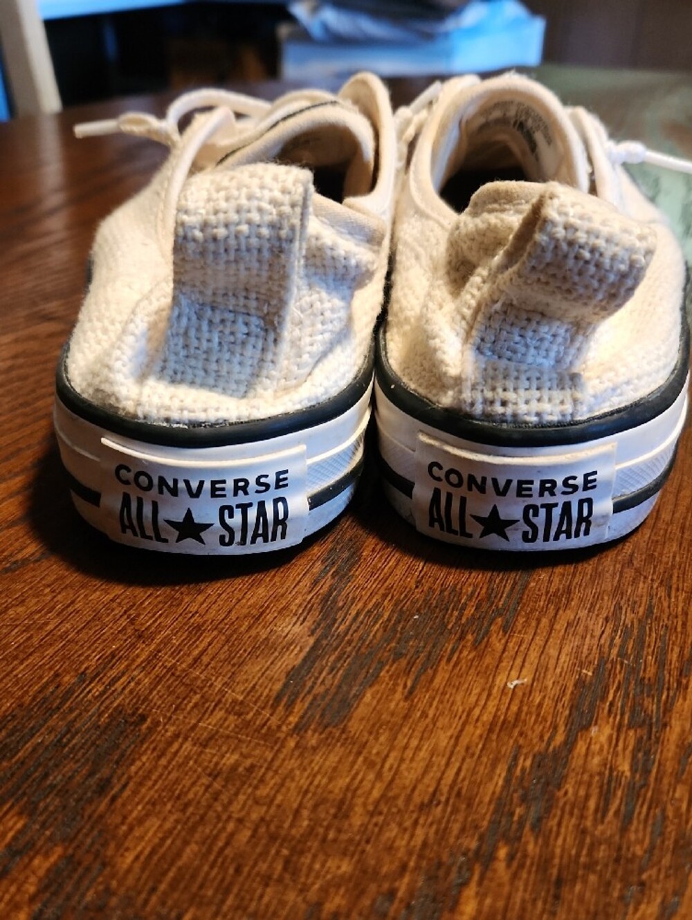 Converse Womens White/Cream Canvas Low-Top Sneakers with Black Trim - Picture 5 of 6